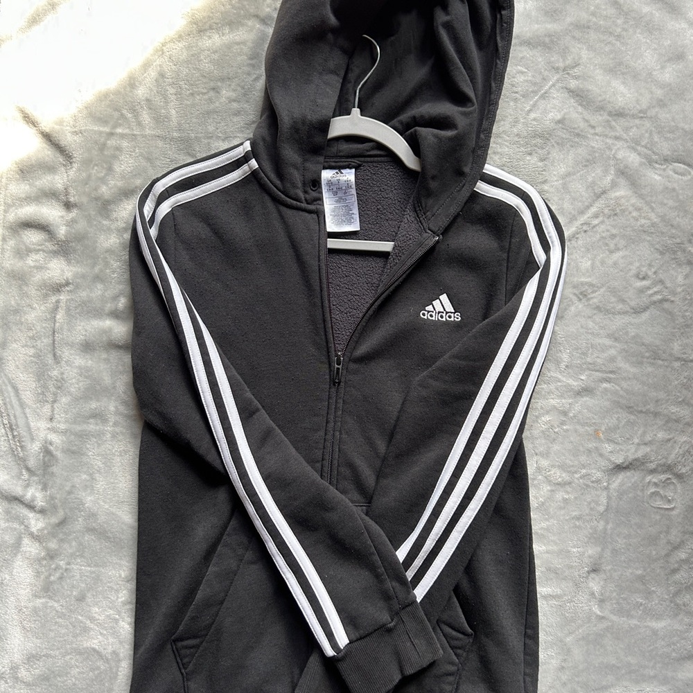Adidas Charcoal Hoodie with White Accents